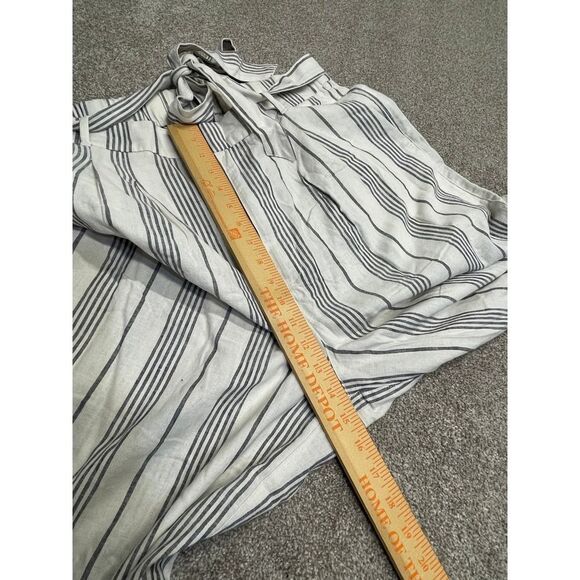 Old Navy women wide leg pin striped pants sz X-Large Tall beige/gray linen blend - Picture 7 of 11